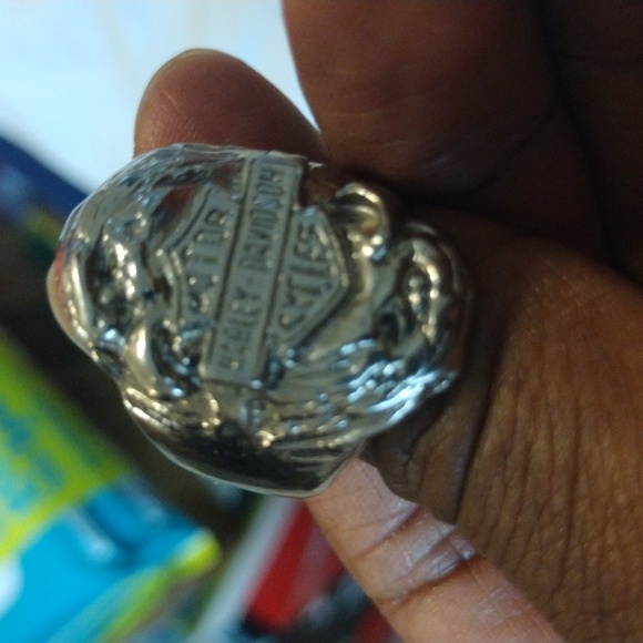 Harley-Davidson Twin Eagle Head Stainless Steel Ring - Picture 6 of 10